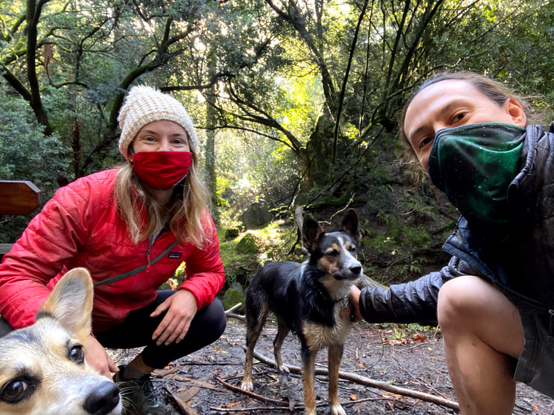 Leland and a client on the trail